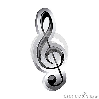 sign music treble clef icon relief Cartoon Illustration