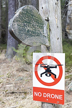 sign with no drone picture Stock Photo