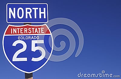 A sign for the 25 north in Colorado Stock Photo