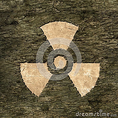 Sign nuclear energy on bark Stock Photo