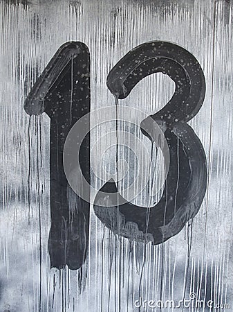 Sign with number 13 in friday night Stock Photo