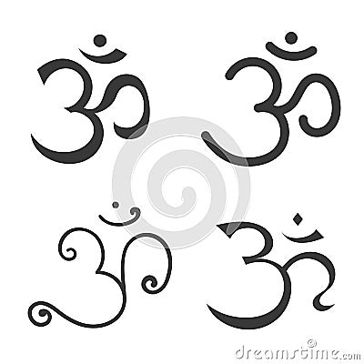 Sign Om. Hand drawn symbol of Buddhism and Hinduism religions Vector Illustration