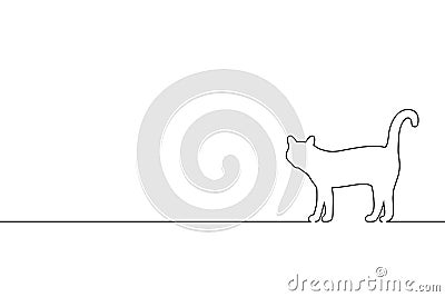 Sign outline cat on surface Cartoon Illustration