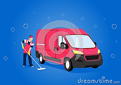 sign with a person. Cleaning. Cleaning lad Vector Illustration