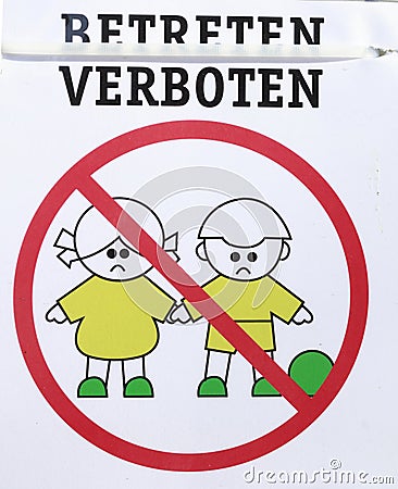 Sign of playground closed due to corona virus, forbidden to enter, Germany, Europe Editorial Stock Photo