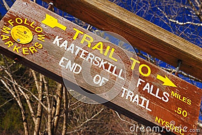 A trail leads to Kaaterskill Falls in New Yorkâ€™s Catskill Mountains Editorial Stock Photo