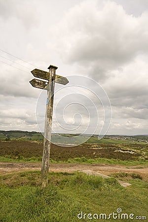 Sign Post on Penistone Hill near Haworth Stock Photo