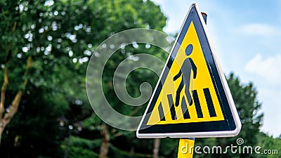 A sign post of students crossing Stock Photo