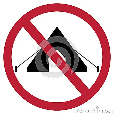 Sign prohibiting tents and camping Vector Illustration