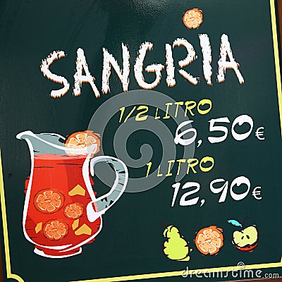 Sign promoting Sangria in Sevilla, Spain Stock Photo