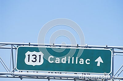 A sign that reads ï¿½131 Cadillacï¿½ Stock Photo