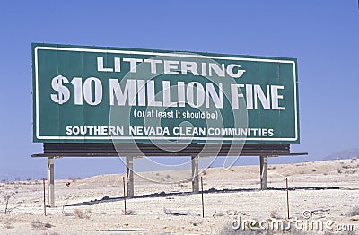 A sign that reads ï¿½Littering - $10 million fine (or at least it should be)ï¿½ Editorial Stock Photo