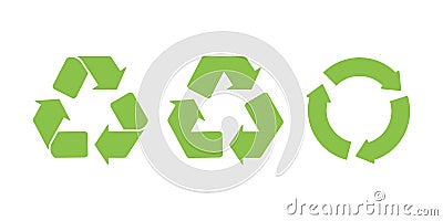 Sign recycle logo icon green white background Vector Illustration