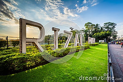 Sign at Rizal Park, in Ermita, Manila, The Philippines. Editorial Stock Photo