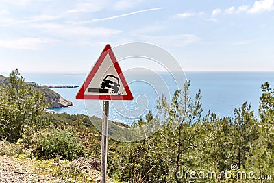 sign on the road collapses Stock Photo