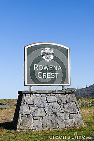 Sign for Rowena Crest, Oregon State parks Editorial Stock Photo