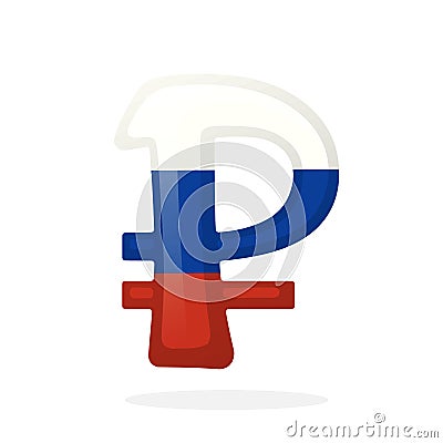 Sign of ruble in national flag colors Vector Illustration