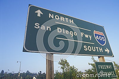 A sign for the 405 San Diego freeway entrance Stock Photo