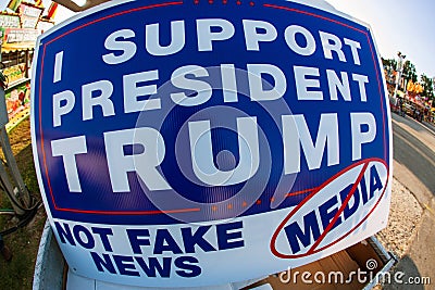 Sign Says I Support President Trump Not Fake News Media Editorial Stock Photo