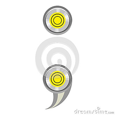 Sign semicolon ruler icon, cartoon style Vector Illustration