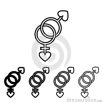 sign of sex with hearts icon in different thickness style. One of Valentine collection icon can be used for UI, UX Stock Photo