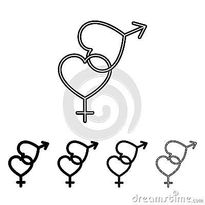 sign of sex with hearts icon in different thickness style. One of Valentine collection icon can be used for UI, UX Stock Photo