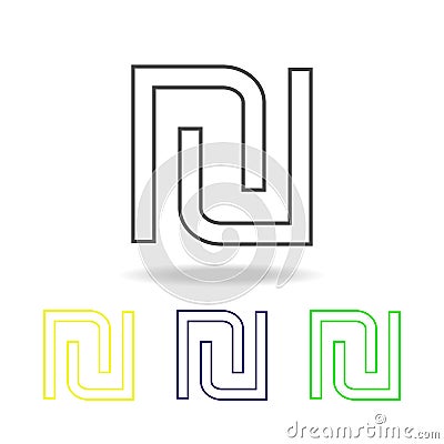 sign of Shekel multicolored icons. Thin line icon for website design and app development. Premium colored web icon with shadow on Stock Photo