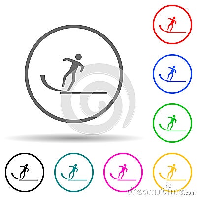 sign slippery road multi color style icon. Simple glyph, flat vector of warning signs icons for ui and ux, website or mobile Stock Photo