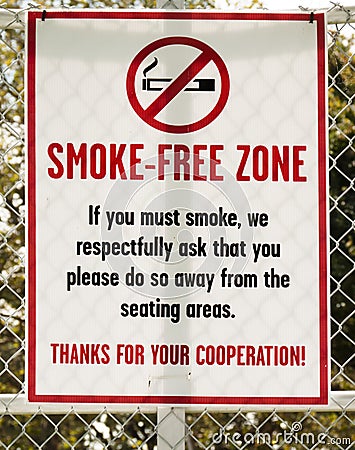 Sign for Smoke-Free Zone Stock Photo