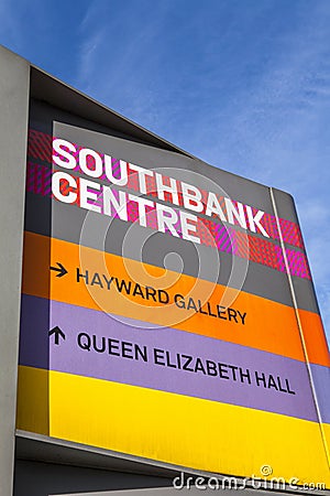 Sign at the Southbank Centre in London Editorial Stock Photo