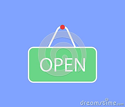A sign for the store - open. Flat style Stock Photo