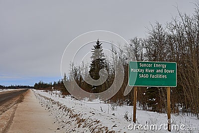 Sign for Suncor Mackay river plant Stock Photo