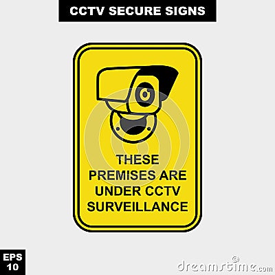 Cctv, alarm, monitored and 24 hour video camera sign in vector style version, easy to use and print Stock Photo