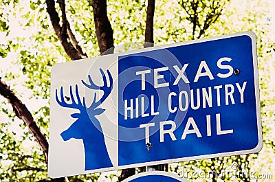 Sign for Texas Hill Country Trail Stock Photo