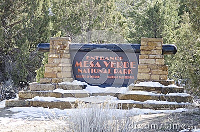 Sign to Mesa Verde National Park Stock Photo