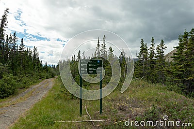 Sign to the Sheep Creek Trail in Kluane National Park, Yukon, Canada Stock Photo