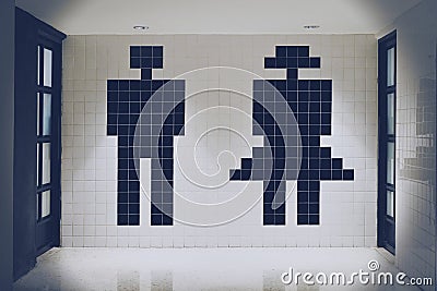 Sign toilet of man and woman icon Stock Photo