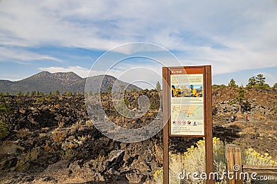 Sign of the A\'a Trail in Sunset Crater Volcano Editorial Stock Photo