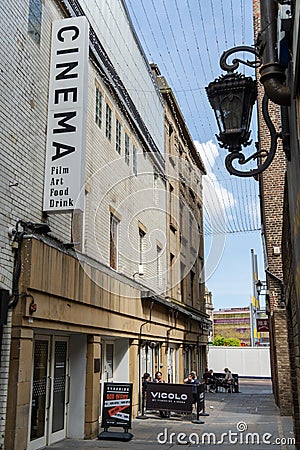 The sign at Tyneside Cinema - an independent movie theater in the city of Newcastle upon Tyne, UK Editorial Stock Photo