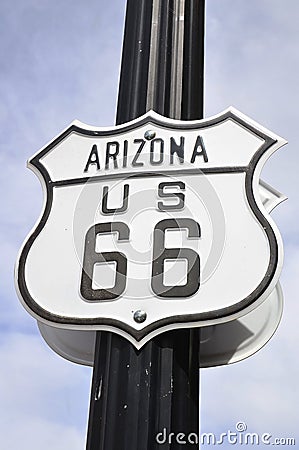 Sign of U.S. Route 66 also known as the Will Rogers Highway Editorial Stock Photo