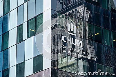 Sign of University of Montreal Health Centre CHUM Editorial Stock Photo