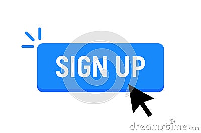 Sign up icon button link. Register signup online now free login click vector form Vector Illustration