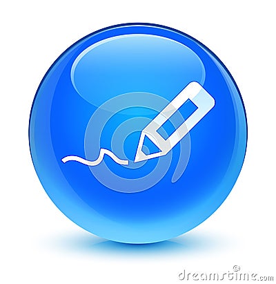 Sign up icon glassy cyan blue round button Cartoon Illustration