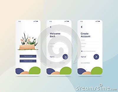 Sign up and log in screen template Vector Illustration