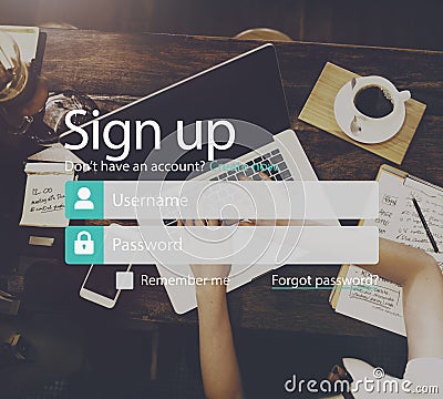 Sign Up Member Join Registration Account Submit Concept Stock Photo