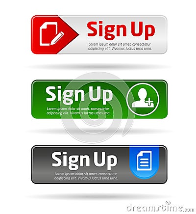 Sign up modern minimal button collection Stock Photo