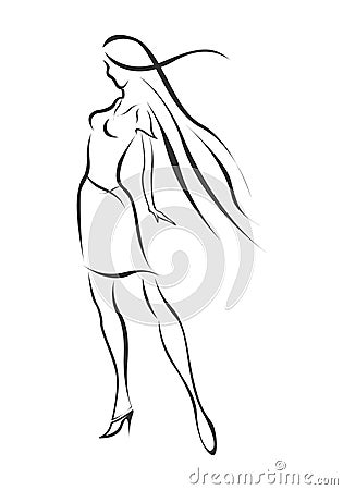 Sign of the Virgo zodiac. Woman silhouette Vector Illustration