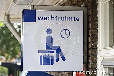 Sign for waiting room at train station of Putten Stock Photo