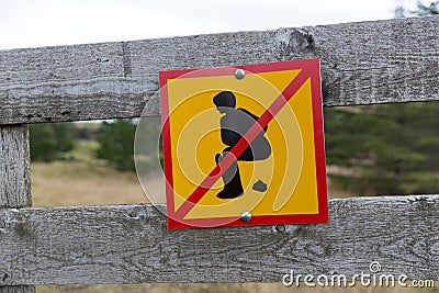 A sign warning tourists to do not poop in this area of Iceland Editorial Stock Photo