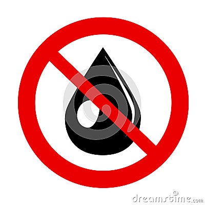 Sign water drop forbidden, do not wet logo vector illustration. Tear Symbol. Keep Dry. Prohibited oil icon. Warning Vector Illustration